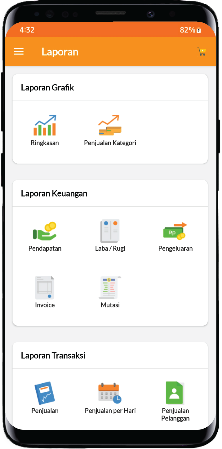 Aplikasi kasir Woogigs di smartphone